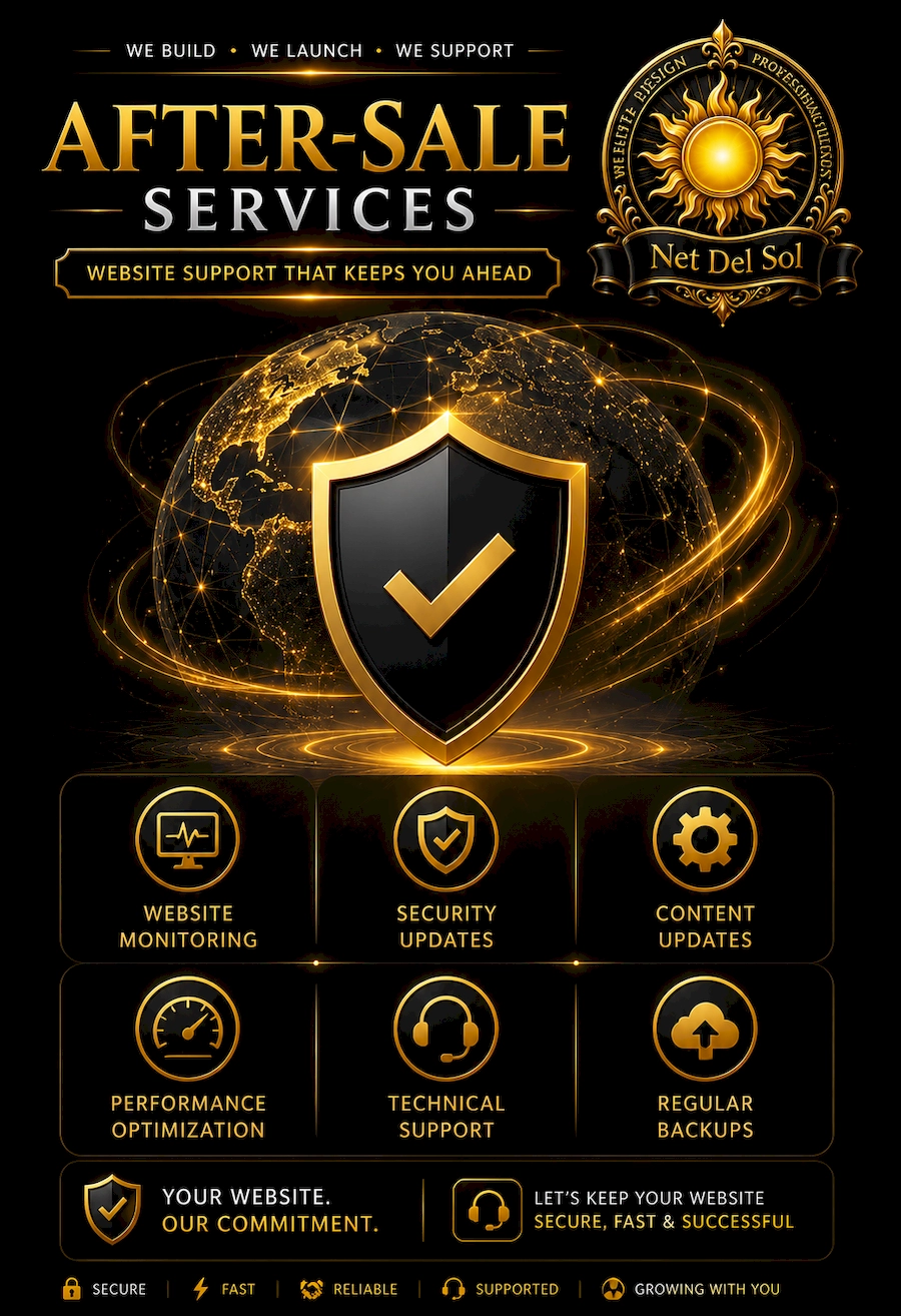 After-sale website support services with maintenance and technical assistance by Net Del Sol