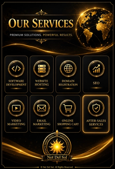 Net Del Sol our services overview with software development hosting SEO and support