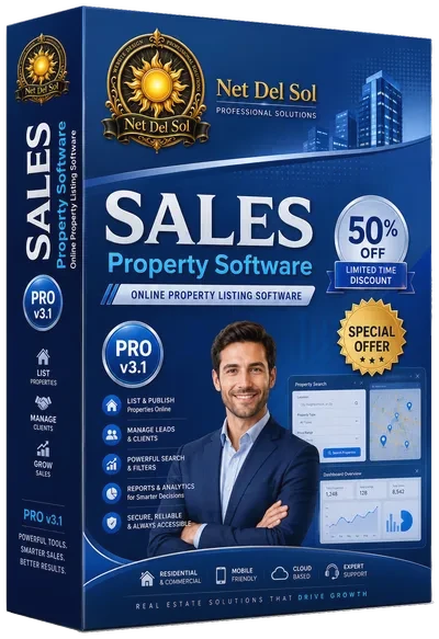 Net Del Sol sales property listing software box artwork for real estate website solutions